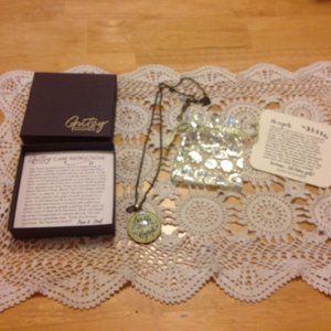 Antiqued look necklace with pretty carry bag and box